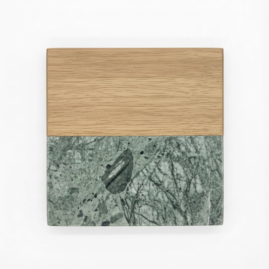 Premium Square Marble & Wood Spliced Coasters (Set of 4)