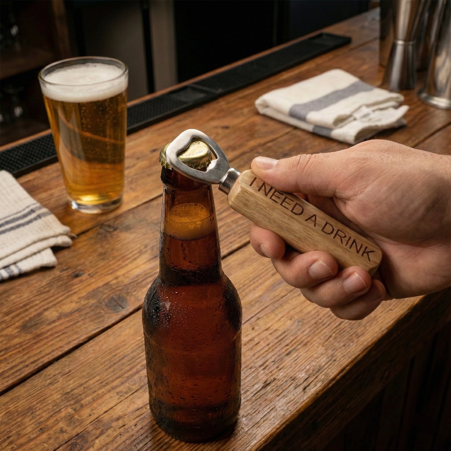 Bottle Opener with Wood Handle