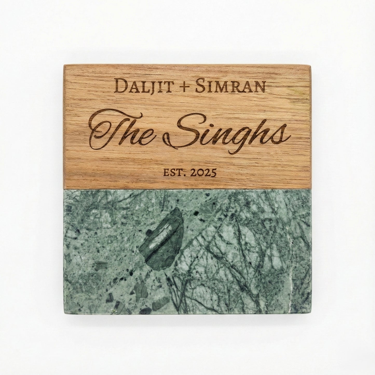 Premium Square Marble & Wood Spliced Coasters (Set of 4)